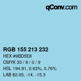 颜色代码: RGB 155 213 232 | qconv.com