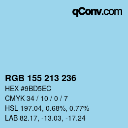 カラーコード: RGB 155 213 236 | qconv.com