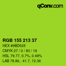 颜色代码: RGB 155 213 37 | qconv.com