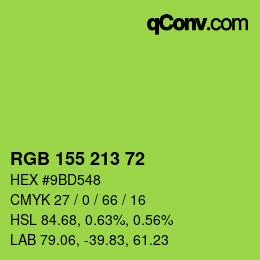 颜色代码: RGB 155 213 72 | qconv.com