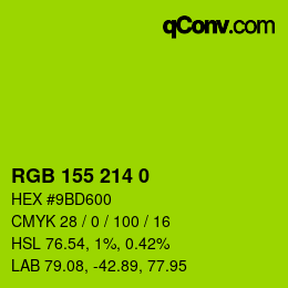 颜色代码: RGB 155 214 0 | qconv.com