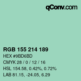 颜色代码: RGB 155 214 189 | qconv.com