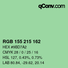 Color code: RGB 155 215 162 | qconv.com