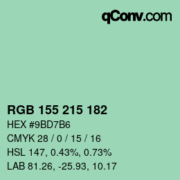 Color code: RGB 155 215 182 | qconv.com