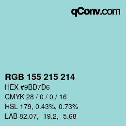 Color code: RGB 155 215 214 | qconv.com
