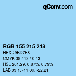 カラーコード: RGB 155 215 248 | qconv.com