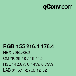 カラーコード: RGB 155 216.4 178.4 | qconv.com
