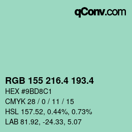 カラーコード: RGB 155 216.4 193.4 | qconv.com
