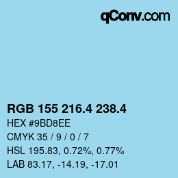 カラーコード: RGB 155 216.4 238.4 | qconv.com
