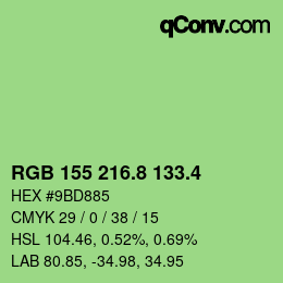 カラーコード: RGB 155 216.8 133.4 | qconv.com