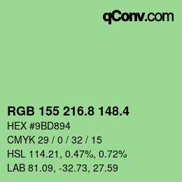 カラーコード: RGB 155 216.8 148.4 | qconv.com