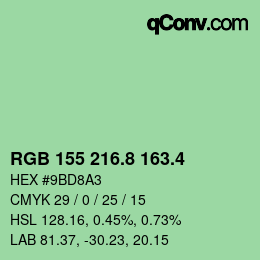 カラーコード: RGB 155 216.8 163.4 | qconv.com
