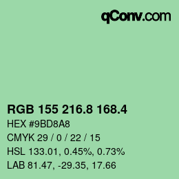 カラーコード: RGB 155 216.8 168.4 | qconv.com