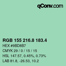 カラーコード: RGB 155 216.8 183.4 | qconv.com