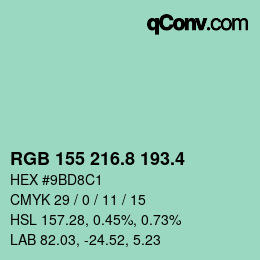 カラーコード: RGB 155 216.8 193.4 | qconv.com