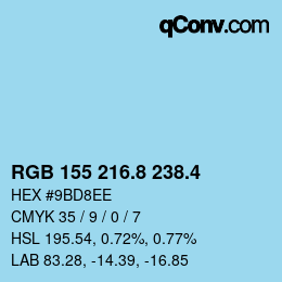 カラーコード: RGB 155 216.8 238.4 | qconv.com
