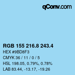 カラーコード: RGB 155 216.8 243.4 | qconv.com