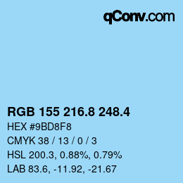 カラーコード: RGB 155 216.8 248.4 | qconv.com