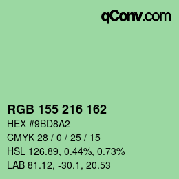Color code: RGB 155 216 162 | qconv.com