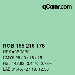 Color code: RGB 155 216 178 | qconv.com