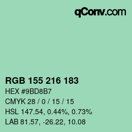 カラーコード: RGB 155 216 183 | qconv.com