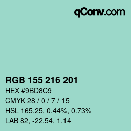 Color code: RGB 155 216 201 | qconv.com