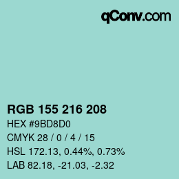 Color code: RGB 155 216 208 | qconv.com