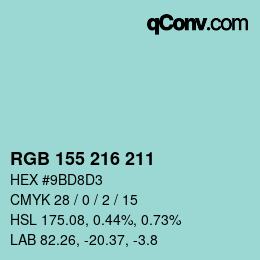 Color code: RGB 155 216 211 | qconv.com