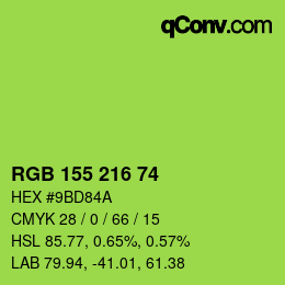 カラーコード: RGB 155 216 74 | qconv.com