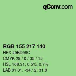 颜色代码: RGB 155 217 140 | qconv.com