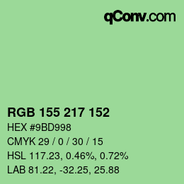 颜色代码: RGB 155 217 152 | qconv.com