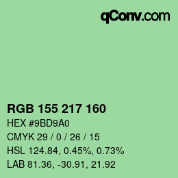 Color code: RGB 155 217 160 | qconv.com