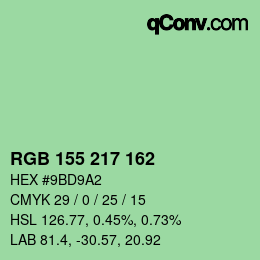 Color code: RGB 155 217 162 | qconv.com