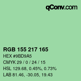 Color code: RGB 155 217 165 | qconv.com