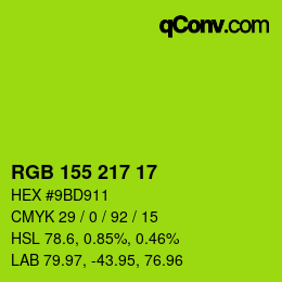 Color code: RGB 155 217 17 | qconv.com