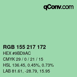 Color code: RGB 155 217 172 | qconv.com