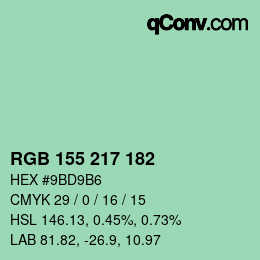 カラーコード: RGB 155 217 182 | qconv.com