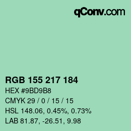 Color code: RGB 155 217 184 | qconv.com