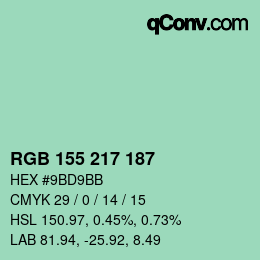 Color code: RGB 155 217 187 | qconv.com