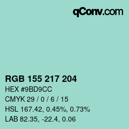 Color code: RGB 155 217 204 | qconv.com