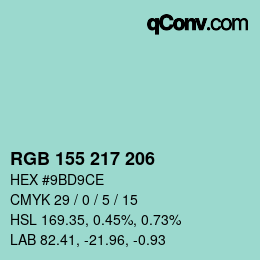 Color code: RGB 155 217 206 | qconv.com