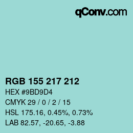 Color code: RGB 155 217 212 | qconv.com