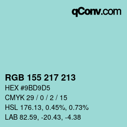 Color code: RGB 155 217 213 | qconv.com