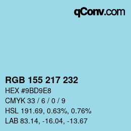 カラーコード: RGB 155 217 232 | qconv.com
