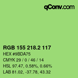 カラーコード: RGB 155 218.2 117 | qconv.com