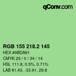 カラーコード: RGB 155 218.2 145 | qconv.com