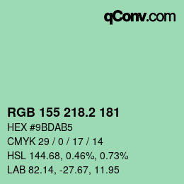 カラーコード: RGB 155 218.2 181 | qconv.com