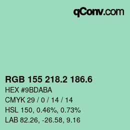 カラーコード: RGB 155 218.2 186.6 | qconv.com