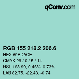 カラーコード: RGB 155 218.2 206.6 | qconv.com