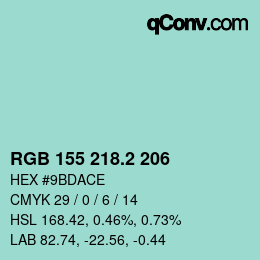 カラーコード: RGB 155 218.2 206 | qconv.com